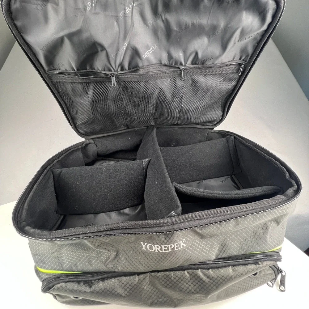 Yorepek Shoe Bag Travel Organizer OS Black Neon Green Padded Dividers Tech